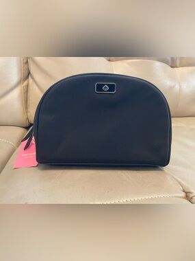 Kate Spade Black Dome Cosmetic Pouch with Spade Plaque